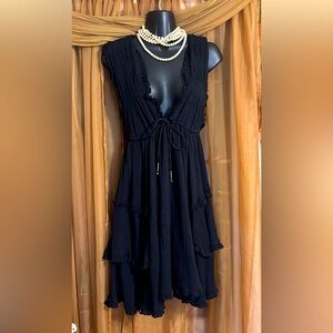 FREE PEOPLE Black Plunge Sundress Mini-S